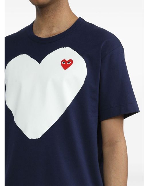 COMME DES GARÇONS PLAY Blue Heart-print Cotton T-shirt