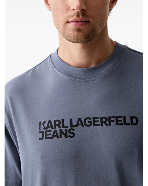 Karl Lagerfeld Blue Logo-Print Crew-Neck T-Shirt for men