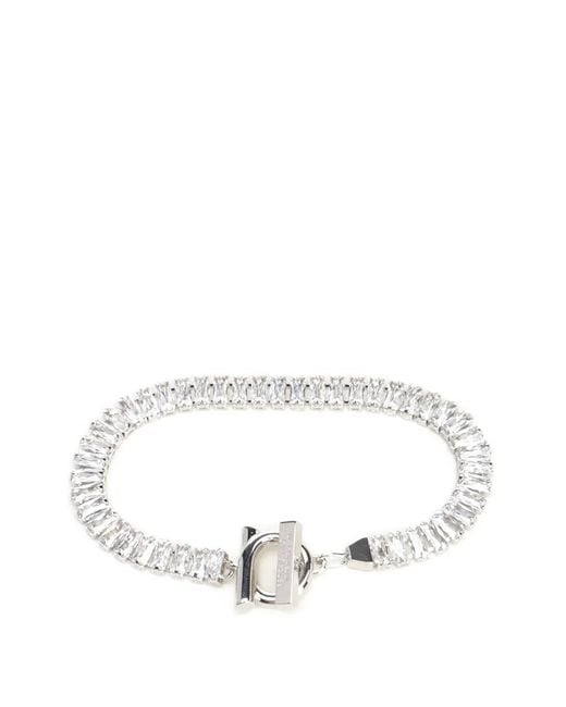 Ferragamo White Gancini Crystal-Embellished Bracelet