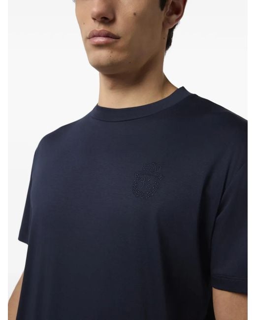 Billionaire Blue Round-Neck Logo-Embroidered T-Shirt for men
