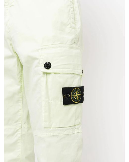 Stone Island White Compass Badge Slim-Fit Trousers for men