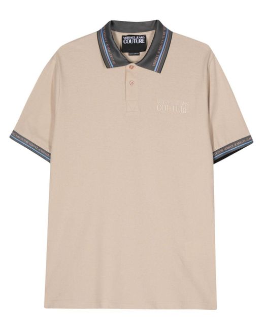 Versace Natural Logo-embroidered Polo Shirt for men