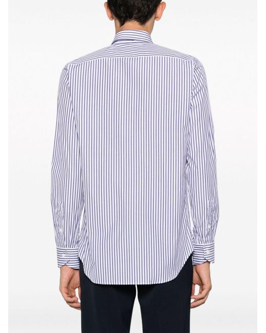 Canali Blue Striped Cotton Shirt for men