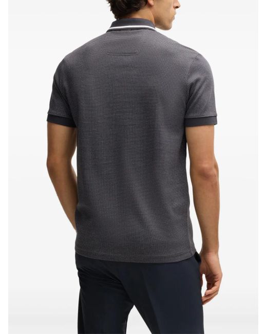 Boss Black Pattern-Jacquard Polo Shirt for men