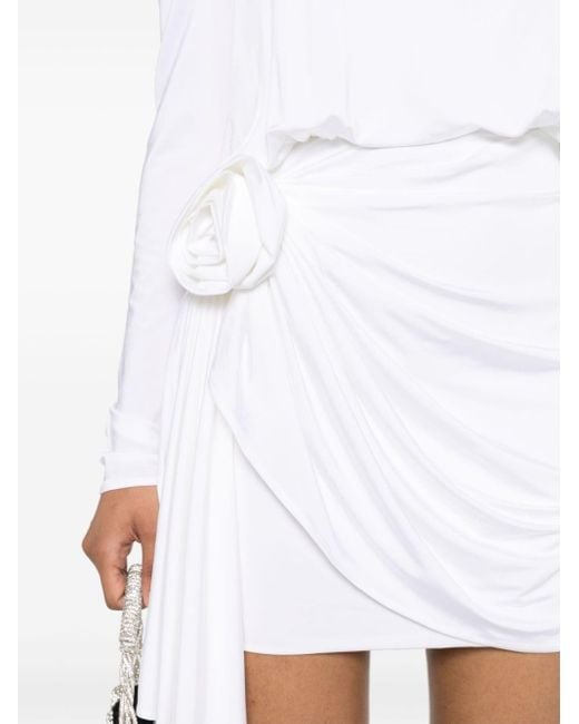 Robe drapée à appliqués floral Magda Butrym en coloris White
