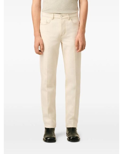 AMI White Cotton Straight Fit Jeans for men