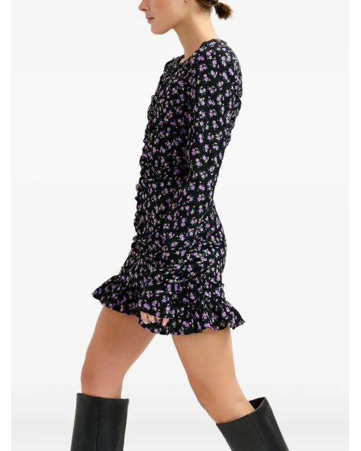 Essentiel Antwerp Mini-Jurk Met Pofmouwen En Ruches in het Blue
