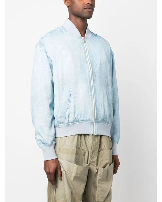 DIESEL Blue Band-Collar Bomber Jacket for men