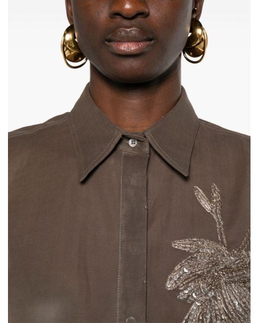Chemise à motif brodé Brunello Cucinelli en coloris Brown