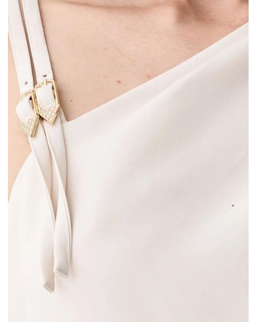 Guess White Livia Buckle-Detail Asymmetric Mini Dress