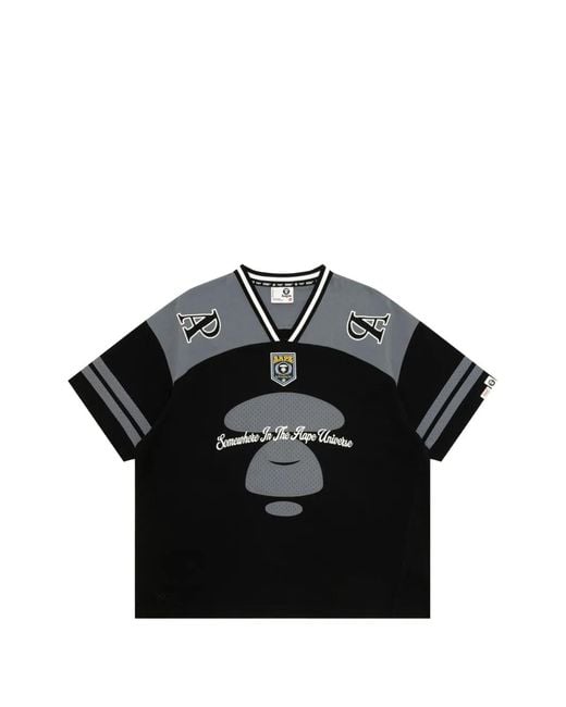 Aape By A Bathing Ape Black Logo-Patch Panelled T-Shirt for men