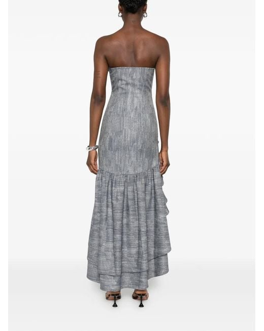 Leen Mougrhabi Gray Sophia Ruffled Asymmetric Dress
