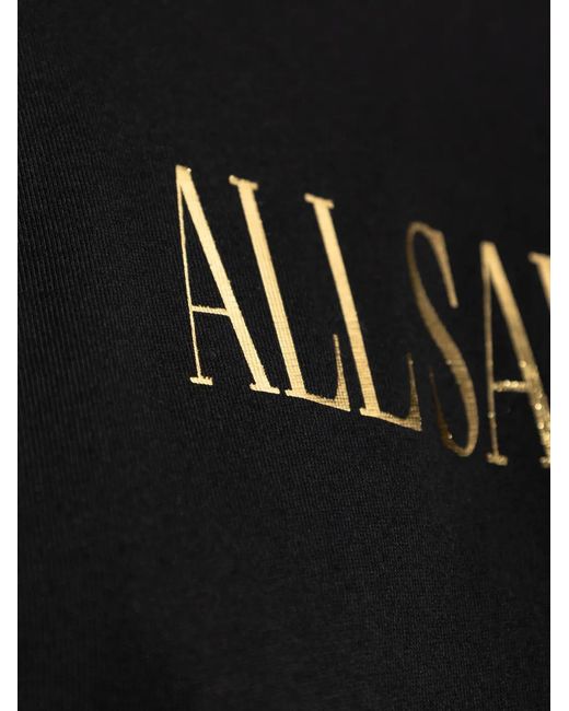 AllSaints Black Cora Etta Logo-Print Heart-Graphic T-Shirt