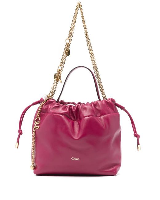 Borsa A Spalla Mini Con Logo di Chloé in Pink