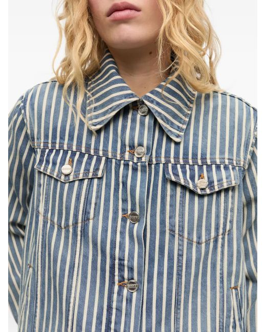 Ganni Blue Striped Denim Jacket