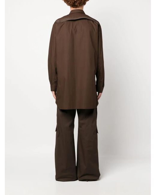 Camisa oversize con cuello italiano Rick Owens de hombre de color Brown