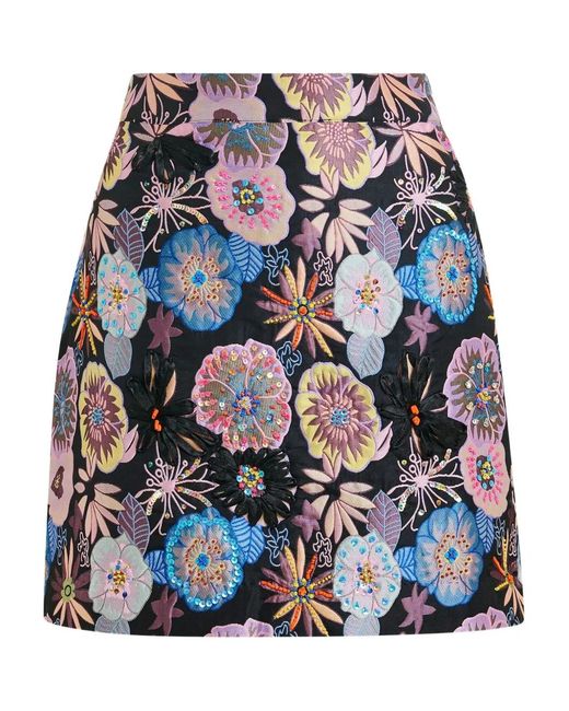 Essentiel Antwerp Blue Iorgeous Floral Sequin Mini Skirt