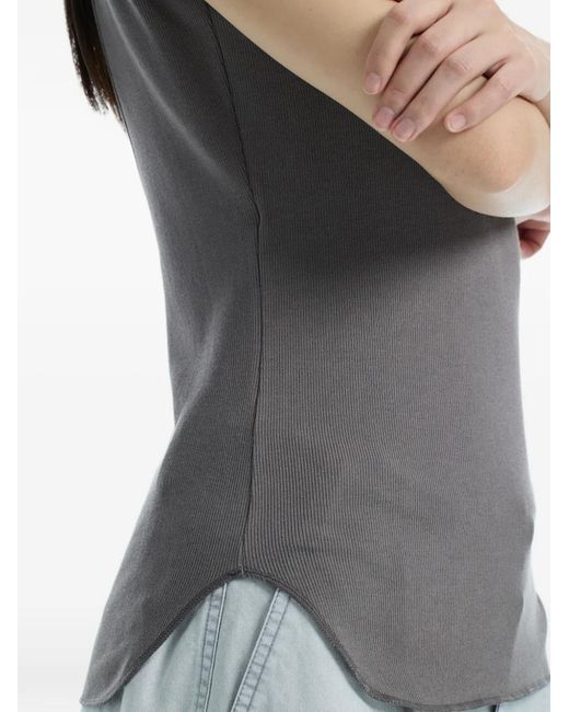 determ Gray Ribbed Scoop-Neck Tank Top