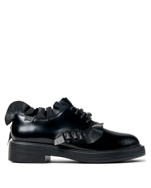 Camper Black Dean Ruffled Lace-Up Shoes