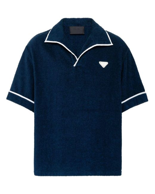 Prada Poloshirt Van Badstof Met Logo in het Blue voor heren