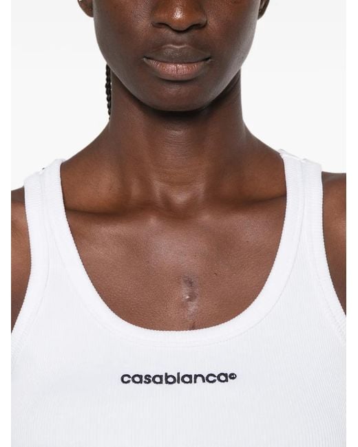 Casablanca White Logo Ribbed Tank Top