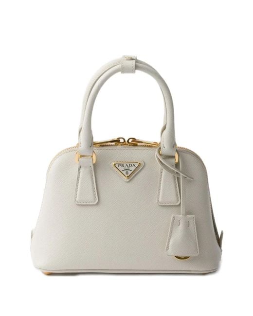 Prada White Reißverschluss-Tote Bag Mit Henkel