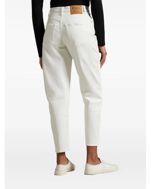 Polo Ralph Lauren White High-Rise Tapered Jeans