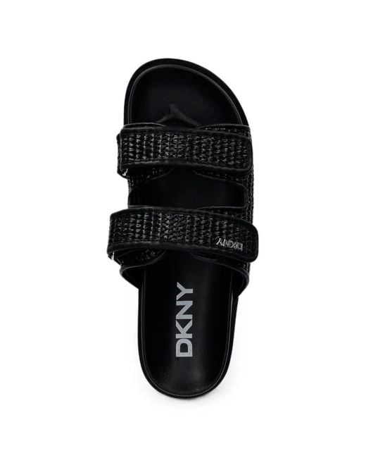 DKNY Black Piper Touch-Strap Woven Slides