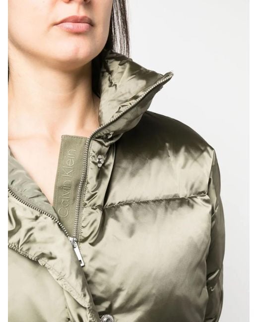 Calvin Klein Green Cropped Puffer Jacket