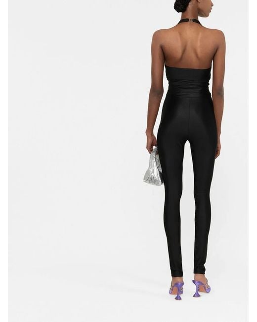 Saint Laurent Black Ruched Halterneck Jumpsuit