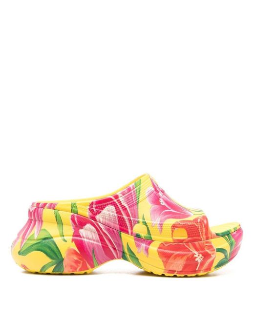 Balenciaga X Crocs Tulipprint Slides in Yellow Lyst UK