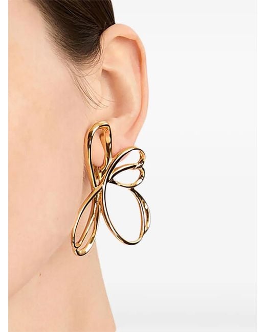 Oscar de la Renta Metallic Openwork Drop Earrings