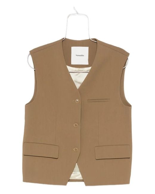 Nanushka Natural Buttoned Sleeveless Vest