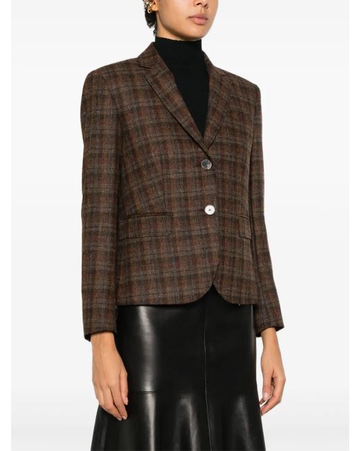 Alberto Biani Brown Checked-Pattern Blazer