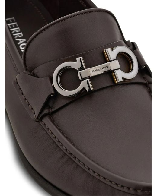 Ferragamo Black Gancini-Buckle Loafers for men