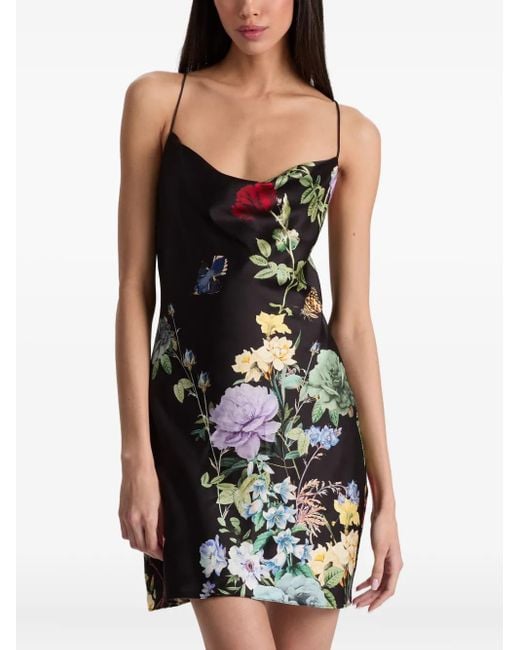 Alice + Olivia Black Harmony Mini Slip Dress