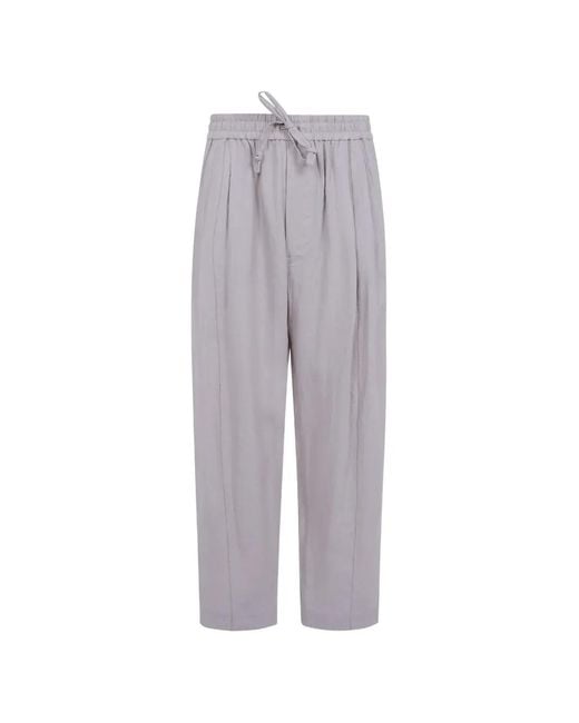 Ziggy Chen Gray Pleated Drawstring-Waist Trousers for men