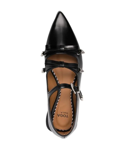 Toga Black Buckled Ballet Flats