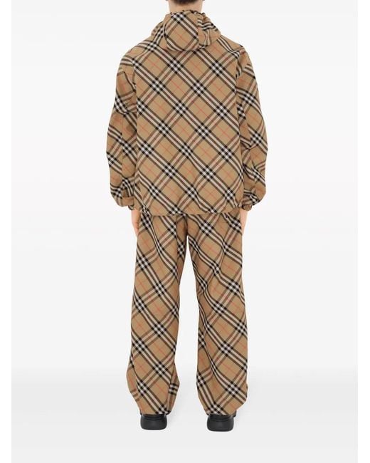 Burberry Blue Checked Straight-Leg Trousers for men