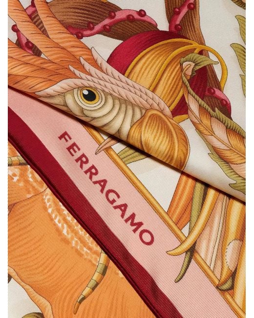 Ferragamo White Parrots Bandeau Scarf