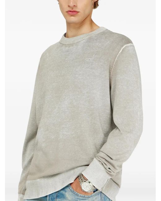 DIESEL White Jumper With Faded Reverse Print for men