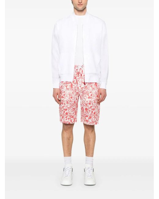 Kiton White Linen Bomber Jacket for men