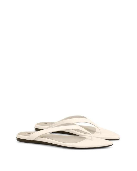 AMI White Lamb Leather Pointed Toe Flip Flops