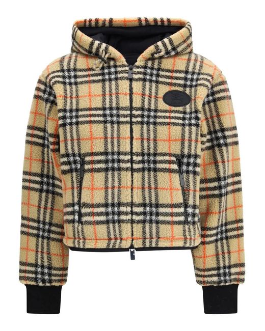 Giacca Cropped Con Cappuccio di Burberry in Metallic