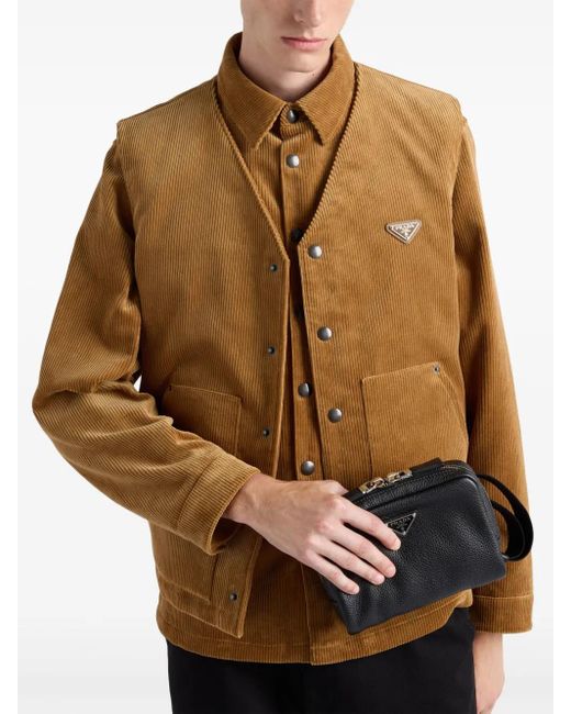Débardeur En Velours Côtelé Prada pour homme en coloris Brown