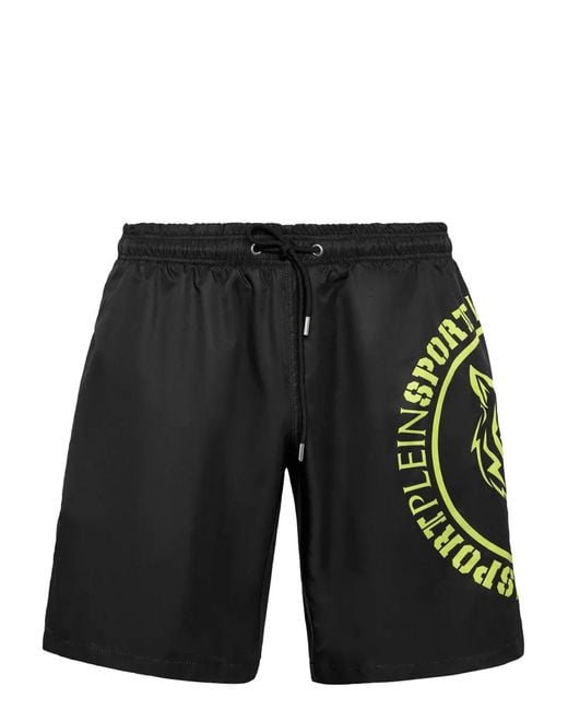Philipp Plein Black Carbon Tiger Swim Shorts for men