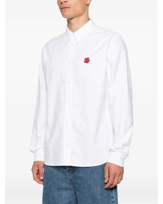 KENZO White Logo-Patch Shirt for men
