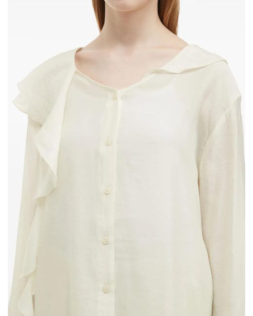 B+ AB White Ruffle-Detail Blouse And Shorts Set