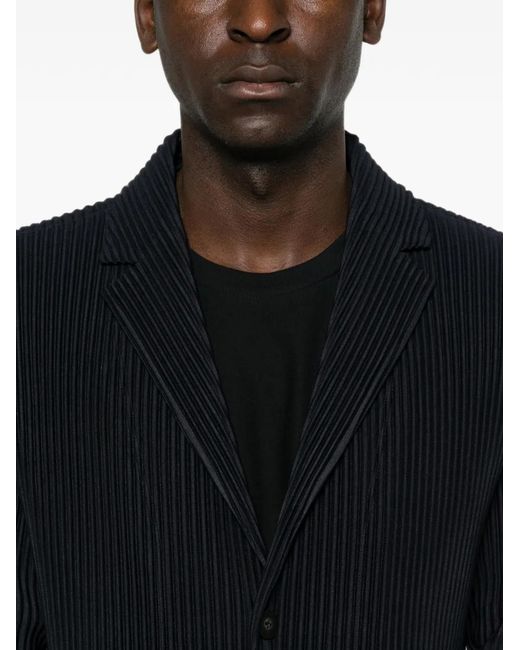 Homme Plissé Issey Miyake Blue Pleated Notch-Lapel Blazer for men