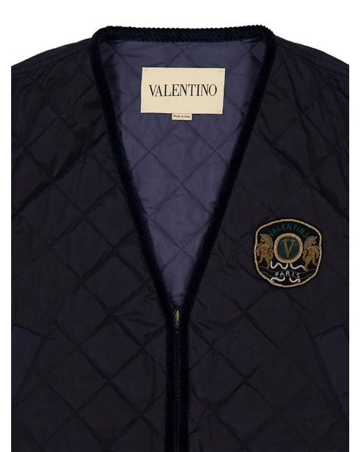 Valentino Garavani Blue Quilted Patched Gilet for men